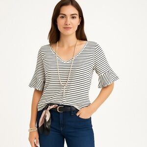 Cabi Striped Bell Sleeve Top Style 5558 Size XS